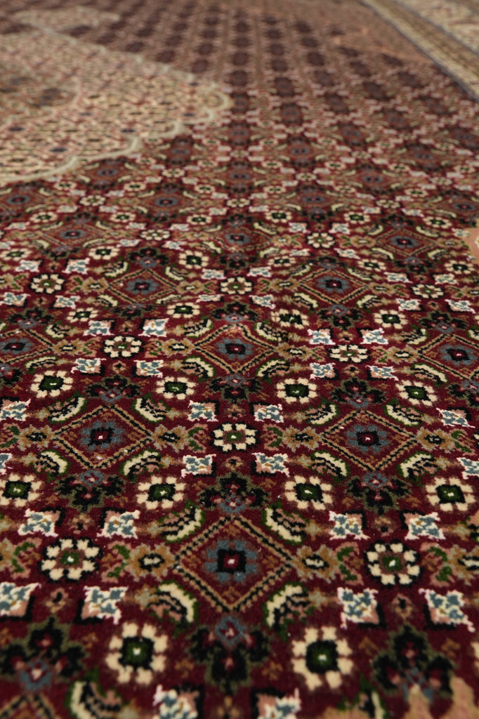 6.7 x 9.10 Elegant Quality Wool and Silk Handmade Tabriz Mahi Rug Rich Ruby #F-4452