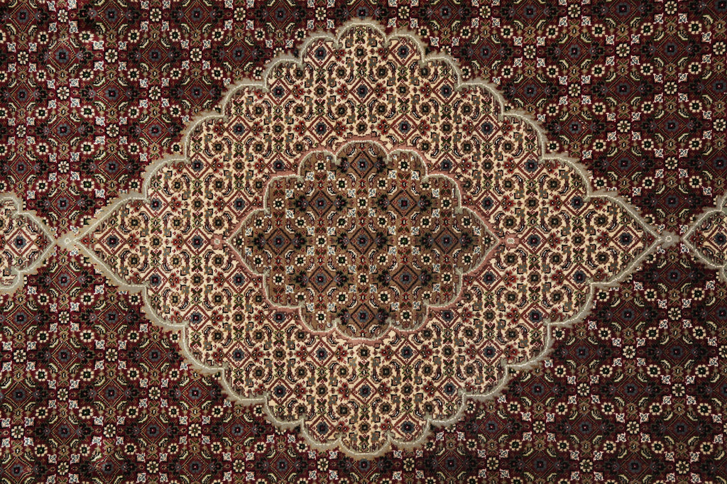 6.7 x 9.10 Elegant Quality Wool and Silk Handmade Tabriz Mahi Rug Rich Ruby #F-4452