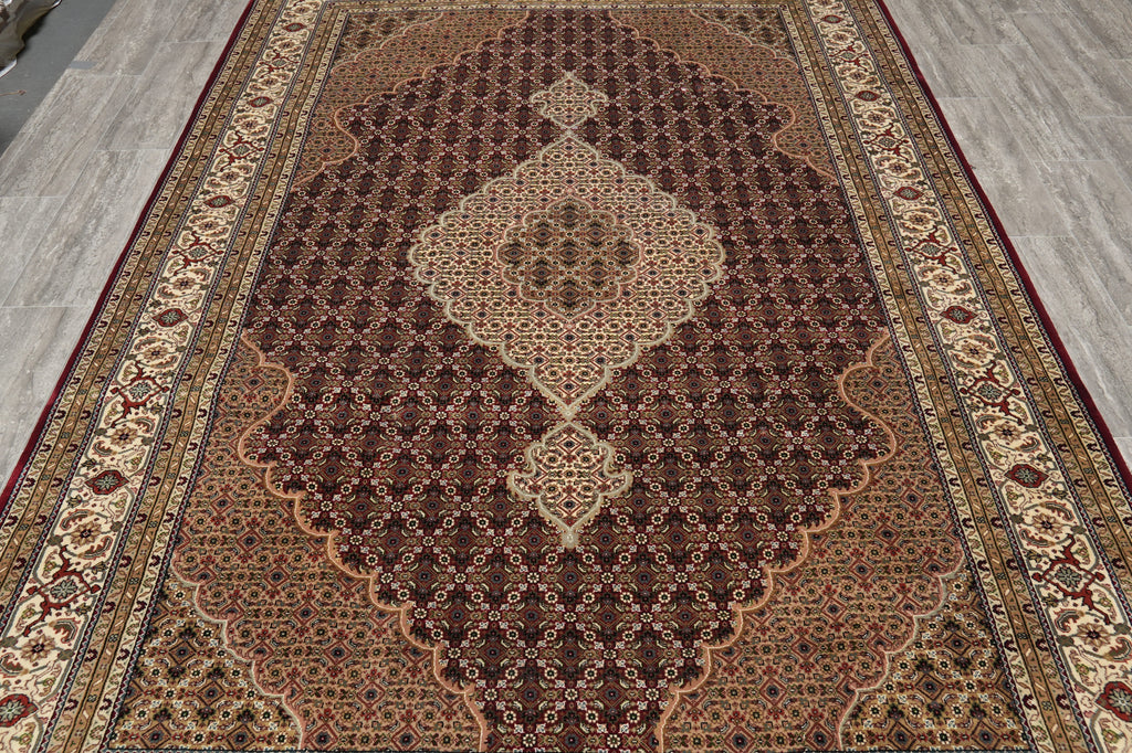 6.7 x 9.10 Elegant Quality Wool and Silk Handmade Tabriz Mahi Rug Rich Ruby #F-4452