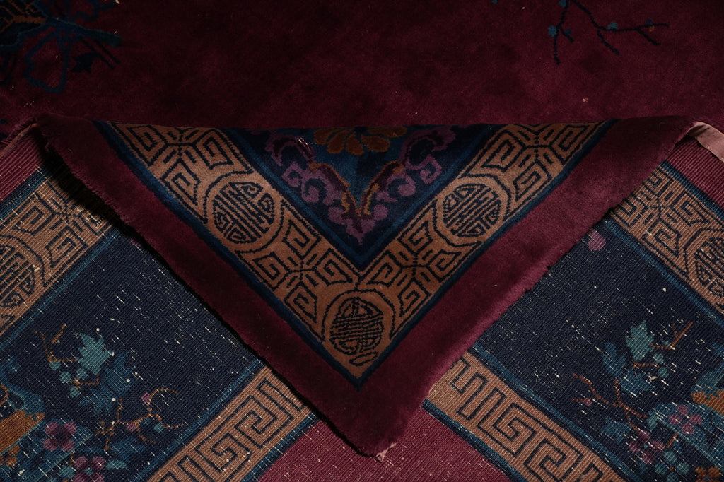 10 x 13 Antique Art Deco Chinese Rug Plum - view 11