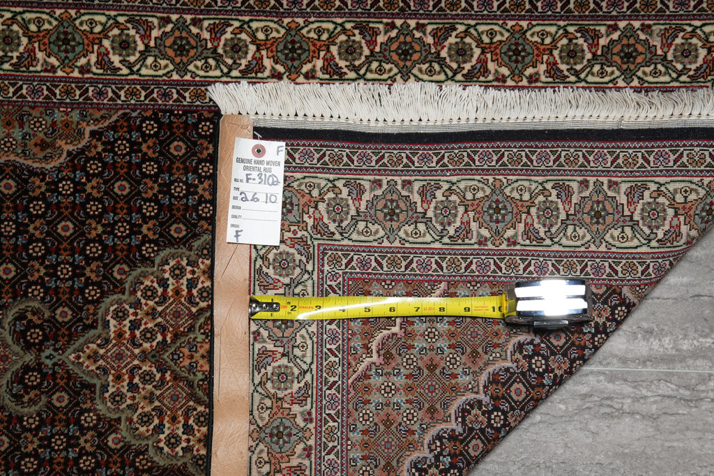 2.6 x 10 Feet Fine Quality Runner Authentic Persian Tabriz Mahi Wool and Silk 400 KPSI #F-3102
