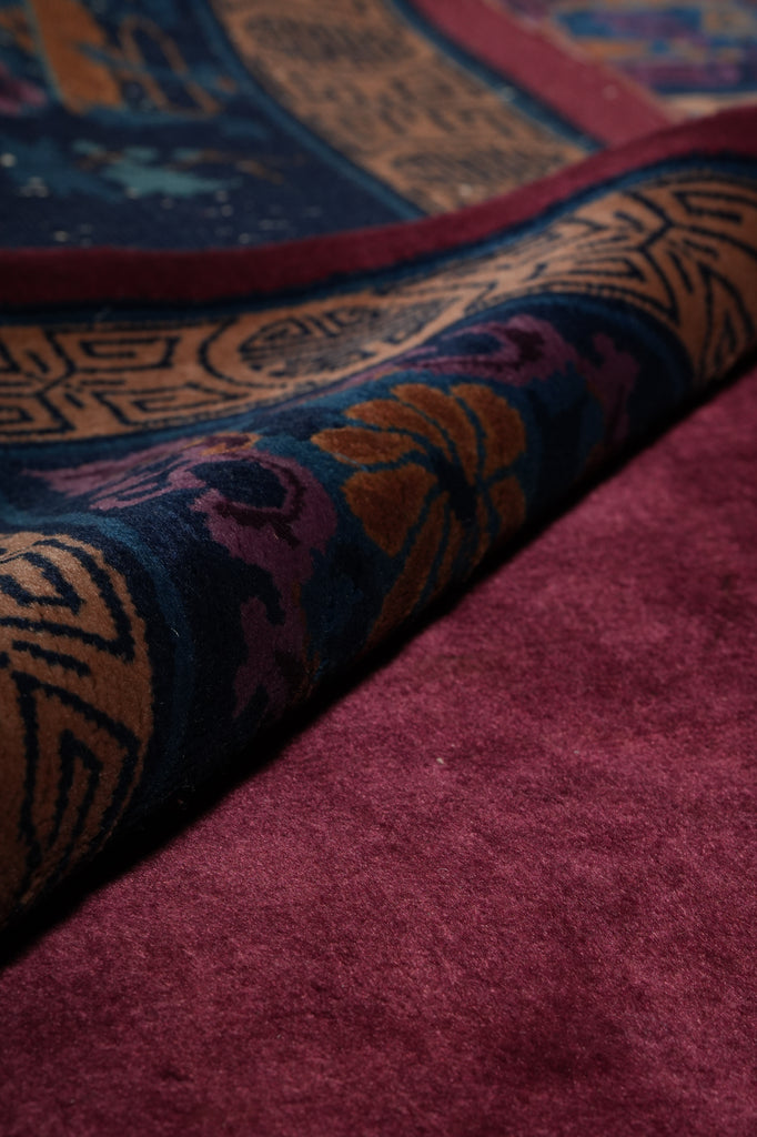 10 x 13 Antique Art Deco Chinese Rug Plum - view 12