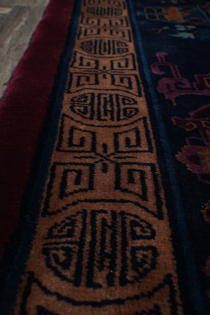 10 x 13 Antique Art Deco Chinese Rug Plum - view 10