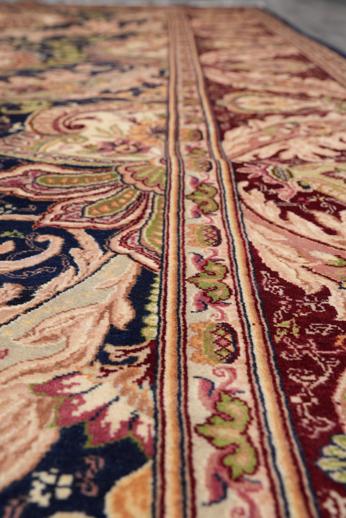 9 x 12.5 Black Willim Morris Rug Handmade Jaipur #F-4148