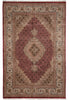 Load image into Gallery viewer, 6.8 x 9.8 Rich Ruby Red Wool and Silk Quality Handmade Tabriz Mahi Carpet #PIX-25767