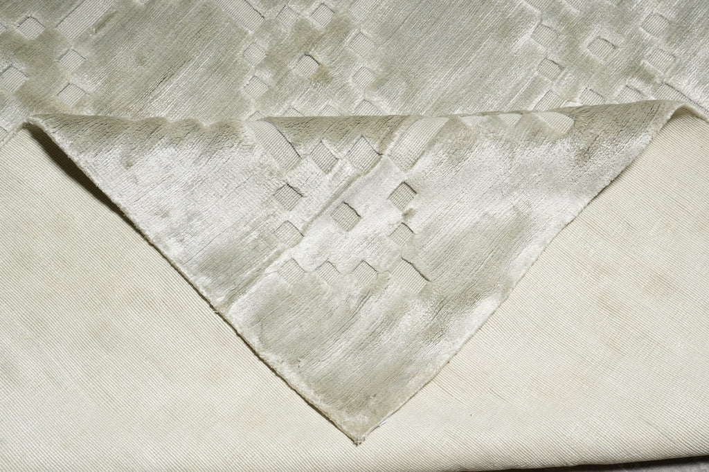 8 x 10 Contemporary Handmade Rug One Color Light Green Bambo Silk Raised Carved Pile #F-3353