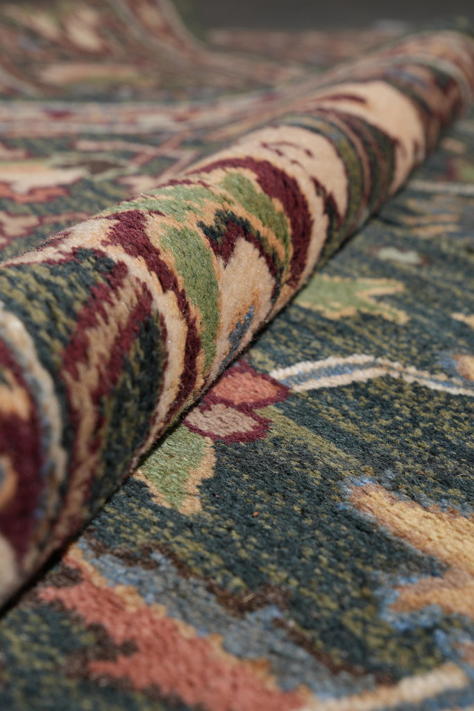 10.9 x 14.1 New Handmade Serapi Heriz Rug Green #F-4149