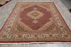 Load image into Gallery viewer, 6.8 x 9.8 Rich Ruby Red Wool and Silk Quality Handmade Tabriz Mahi Carpet #PIX-25767