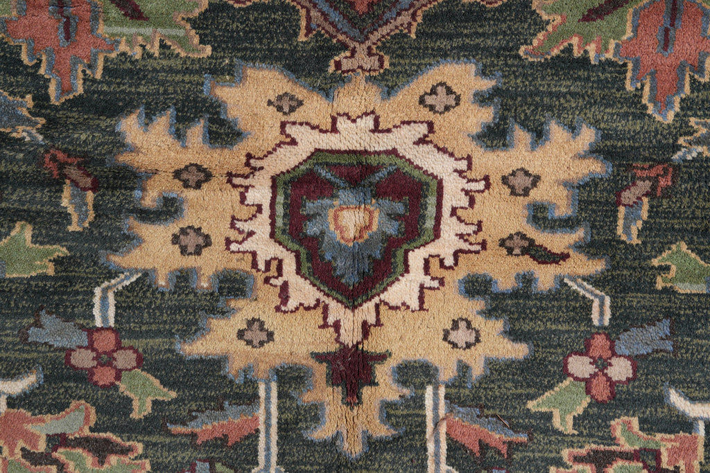 10.9 x 14.1 New Handmade Serapi Heriz Rug Green #F-4149