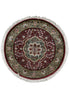 Load image into Gallery viewer, 3 x 3 Feet Round Handmade Rug Burgundy Green Bamboo Silk #F-3354