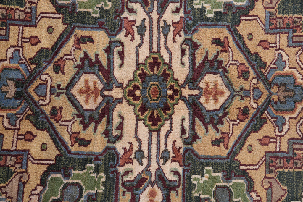 10.9 x 14.1 New Handmade Serapi Heriz Rug Green #F-4149