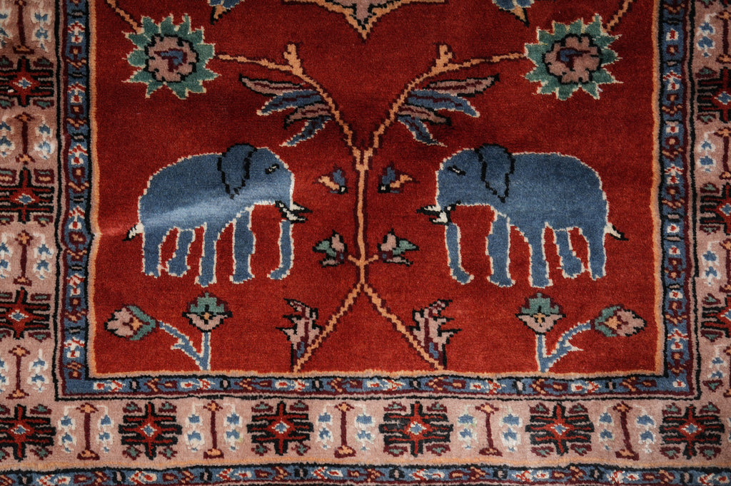 2.8 x 4 Village Handmade Rug Elephant Pattern #F-3105