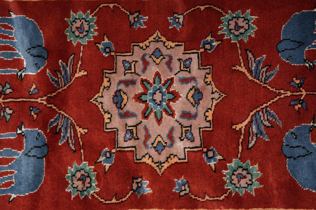 2.8 x 4 Village Handmade Rug Elephant Pattern #F-3105