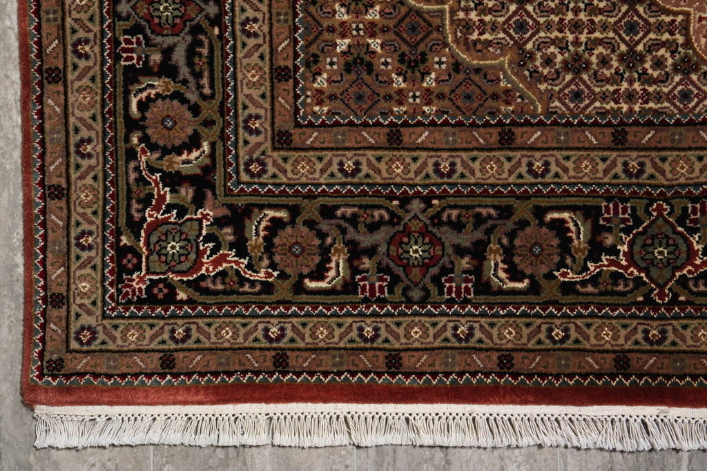 5.8 x 8.3 Rust Quality Wool and Silk Tabriz Mahi #F-4453