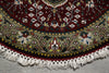 Load image into Gallery viewer, 3 x 3 Feet Round Handmade Rug Burgundy Green Bamboo Silk #F-3354