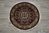 Load image into Gallery viewer, 3 x 3 Feet Round Handmade Rug Burgundy Green Bamboo Silk #F-3354