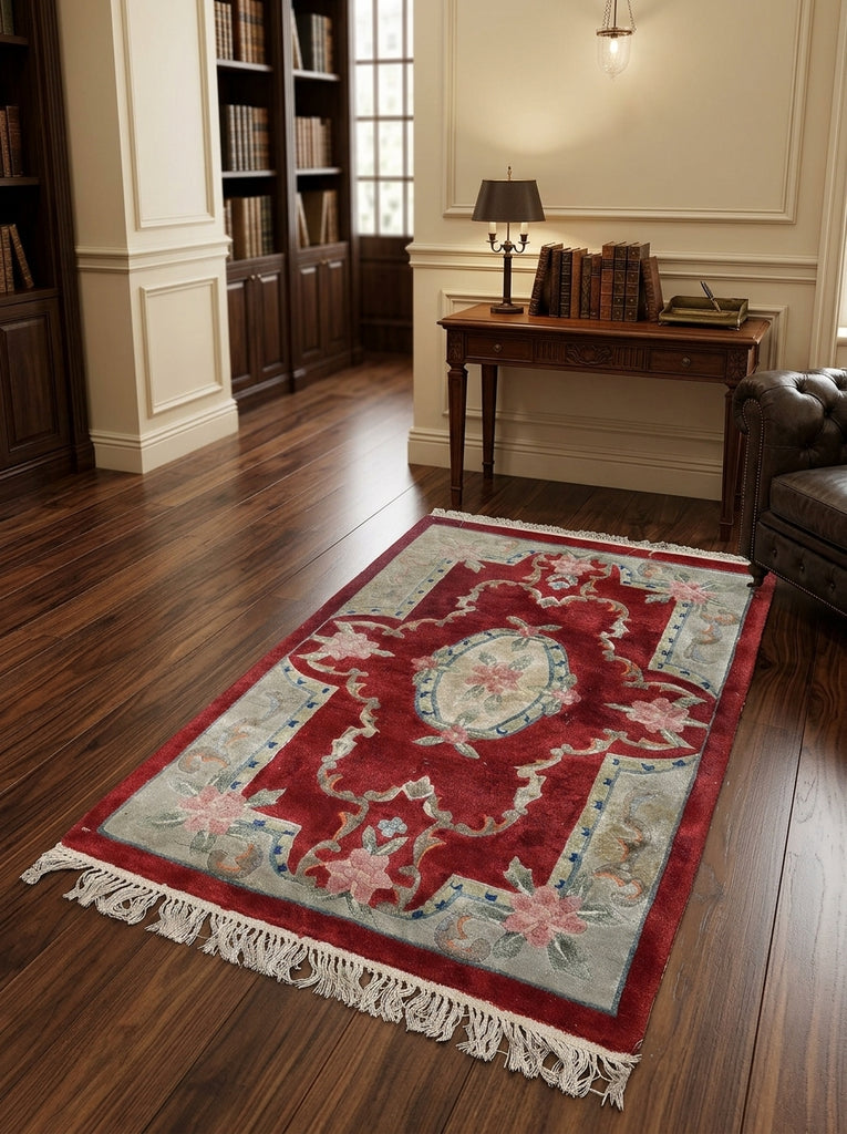 2 x 3 Aubusson Handmade Rug Bamboo Silk #F-3103