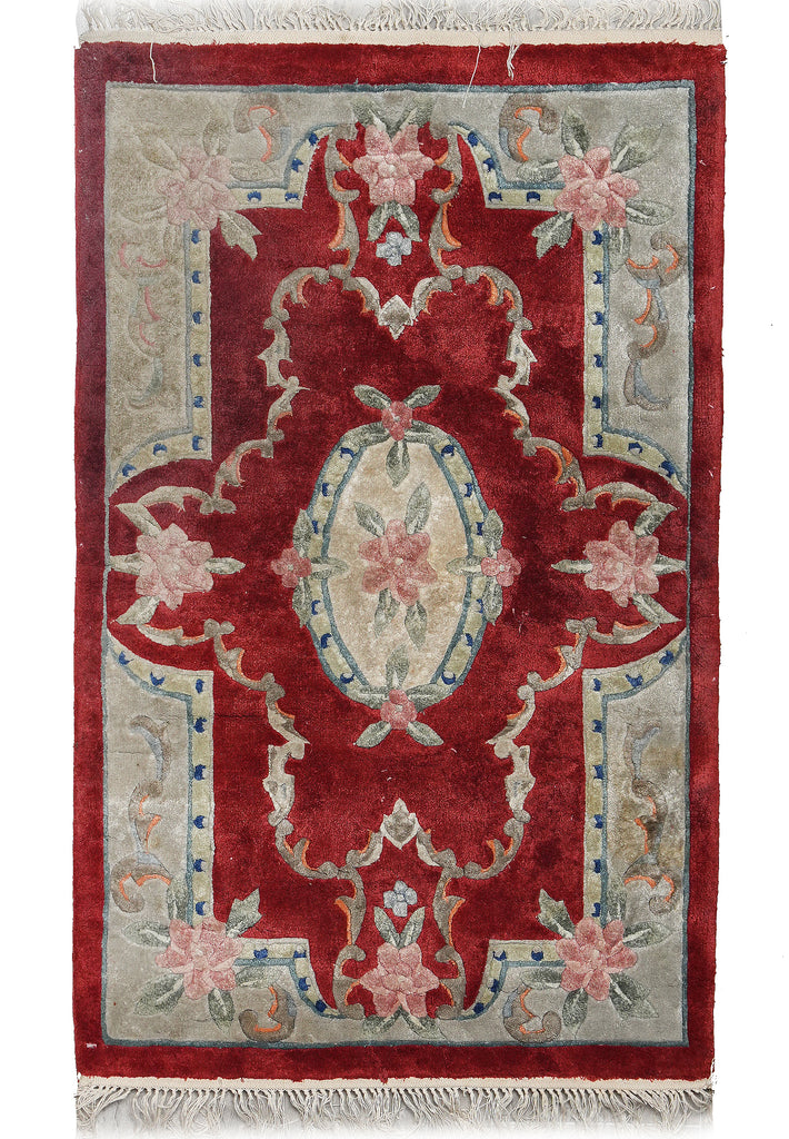 2 x 3 Aubusson Handmade Rug Bamboo Silk #F-3103