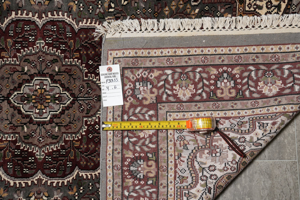 4 x 6 Kashmir Bamboo Silk Handmade Rug Sage Green #F-3355