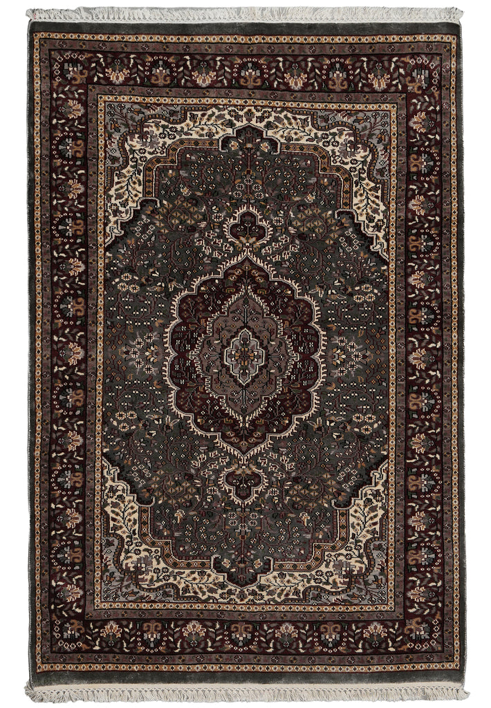 4 x 6 Kashmir Bamboo Silk Handmade Rug Sage Green #F-3355