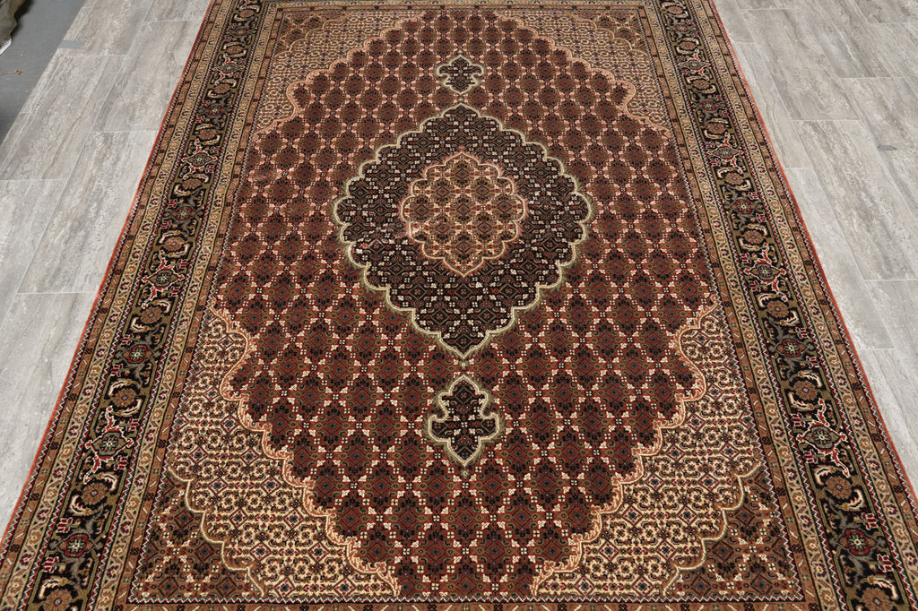 5.8 x 8.3 Rust Quality Wool and Silk Tabriz Mahi #F-4453