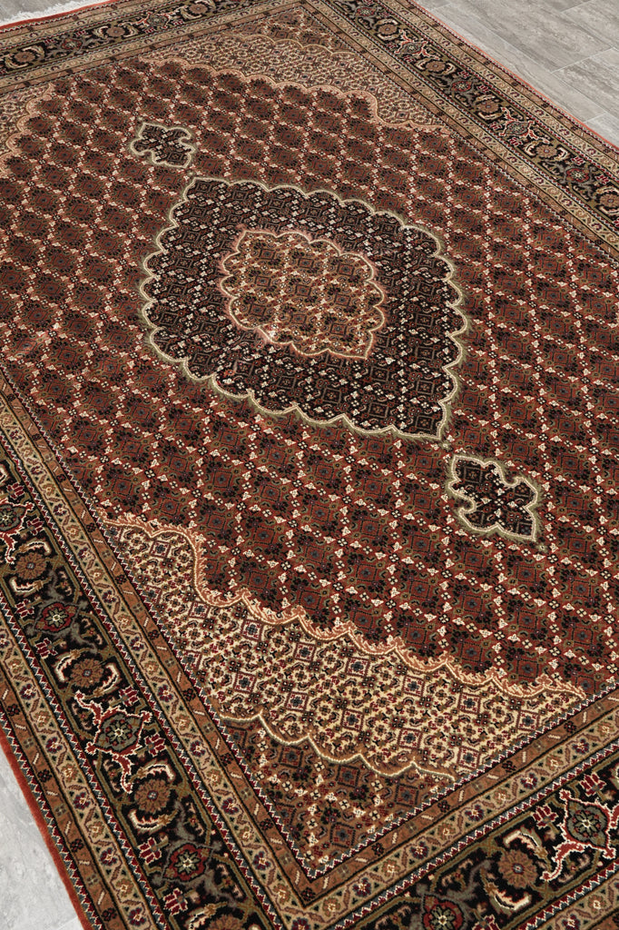 5.8 x 8.3 Rust Quality Wool and Silk Tabriz Mahi #F-4453