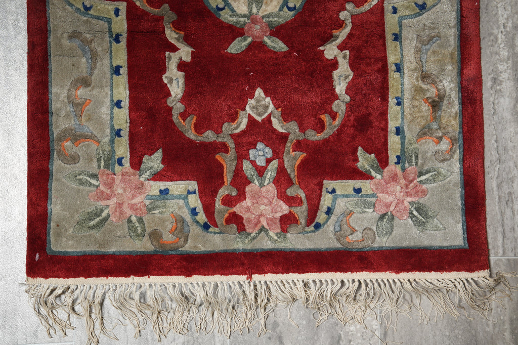 2 x 3 Aubusson Handmade Rug Bamboo Silk #F-3103