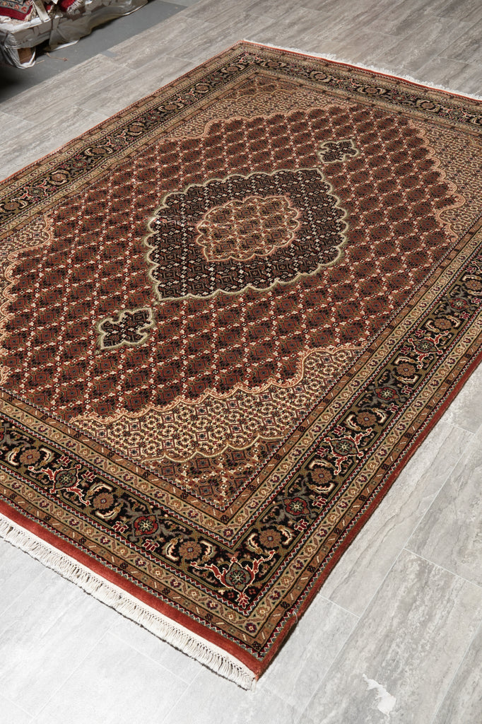 5.8 x 8.3 Rust Quality Wool and Silk Tabriz Mahi #F-4453