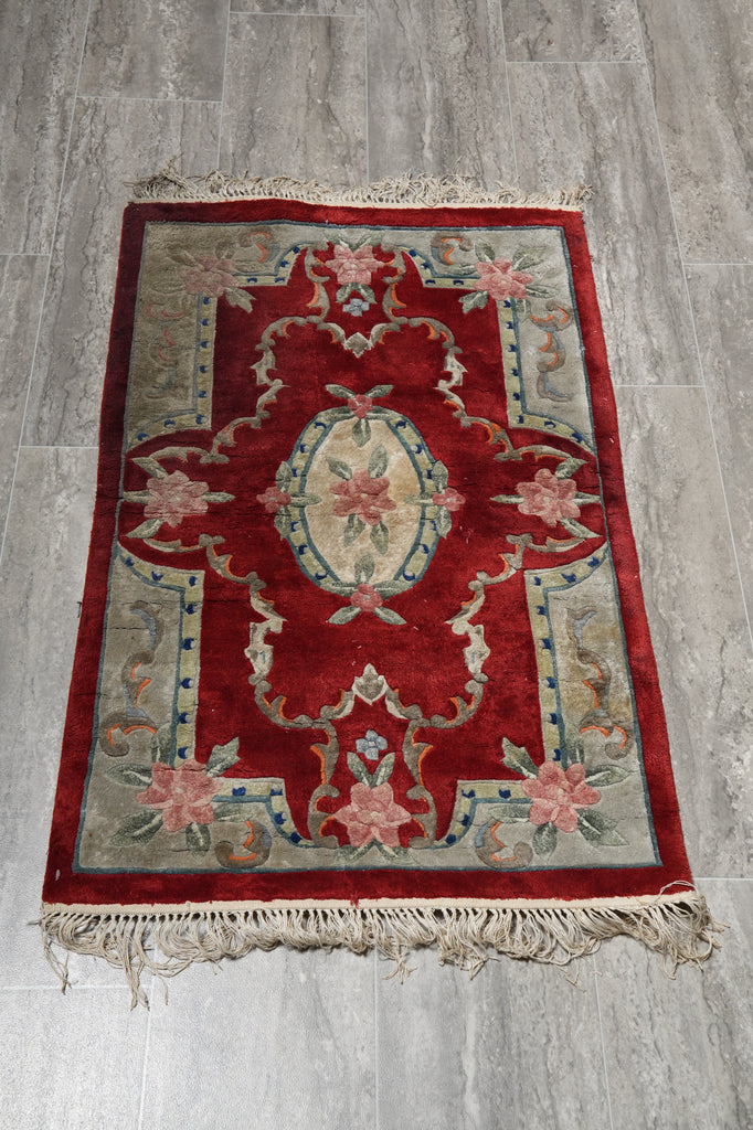 2 x 3 Aubusson Handmade Rug Bamboo Silk #F-3103