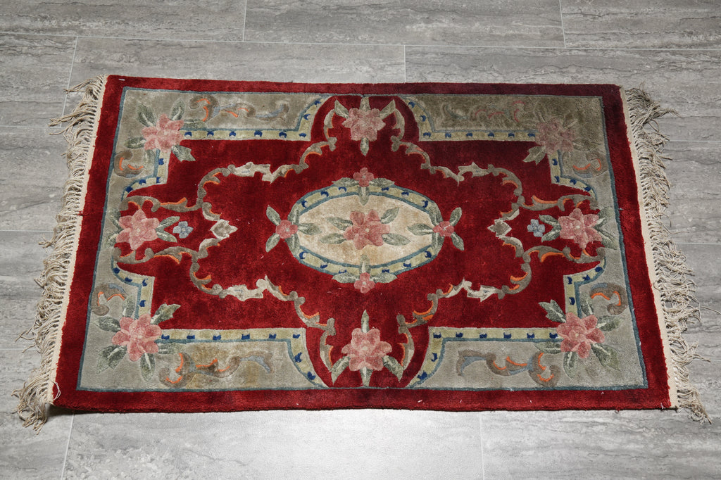 2 x 3 Aubusson Handmade Rug Bamboo Silk #F-3103
