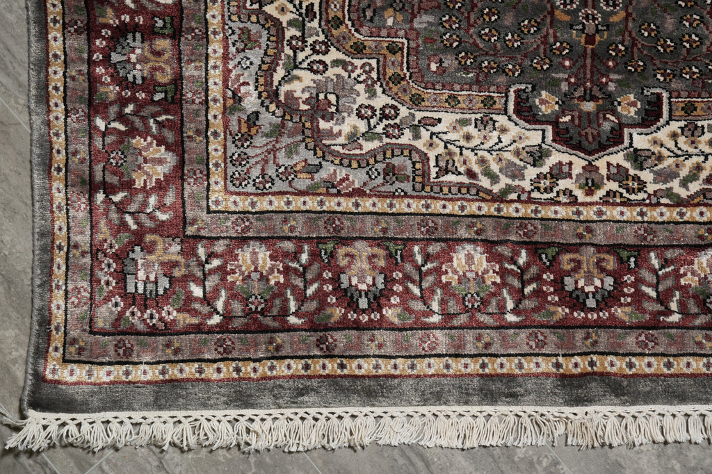 4 x 6 Kashmir Bamboo Silk Handmade Rug Sage Green #F-3355