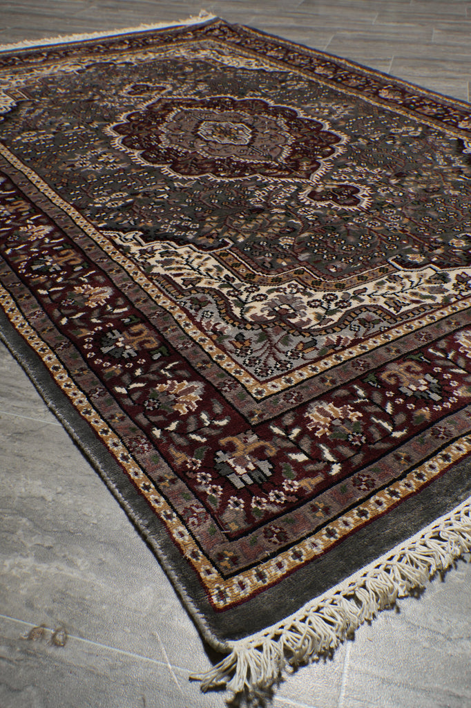 4 x 6 Kashmir Bamboo Silk Handmade Rug Sage Green #F-3355