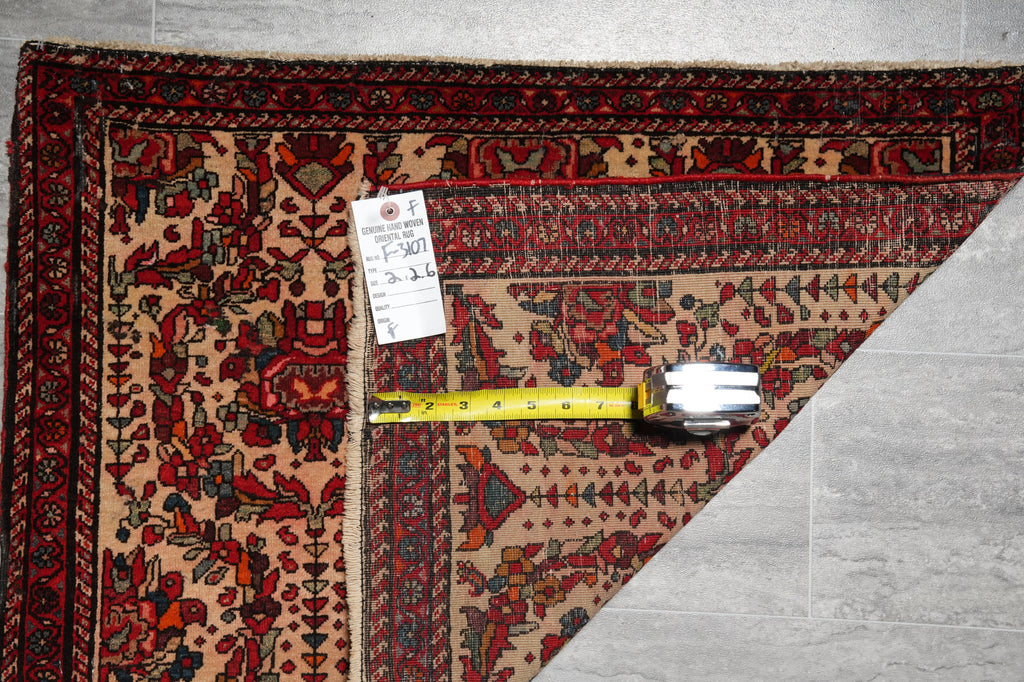 2 x 2.6 Persian Floral Bijar Small Rug  Dense Weave #F-3107