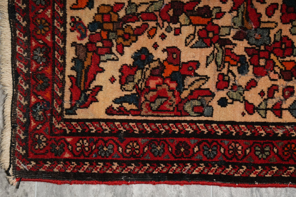 2 x 2.6 Persian Floral Bijar Small Rug  Dense Weave #F-3107