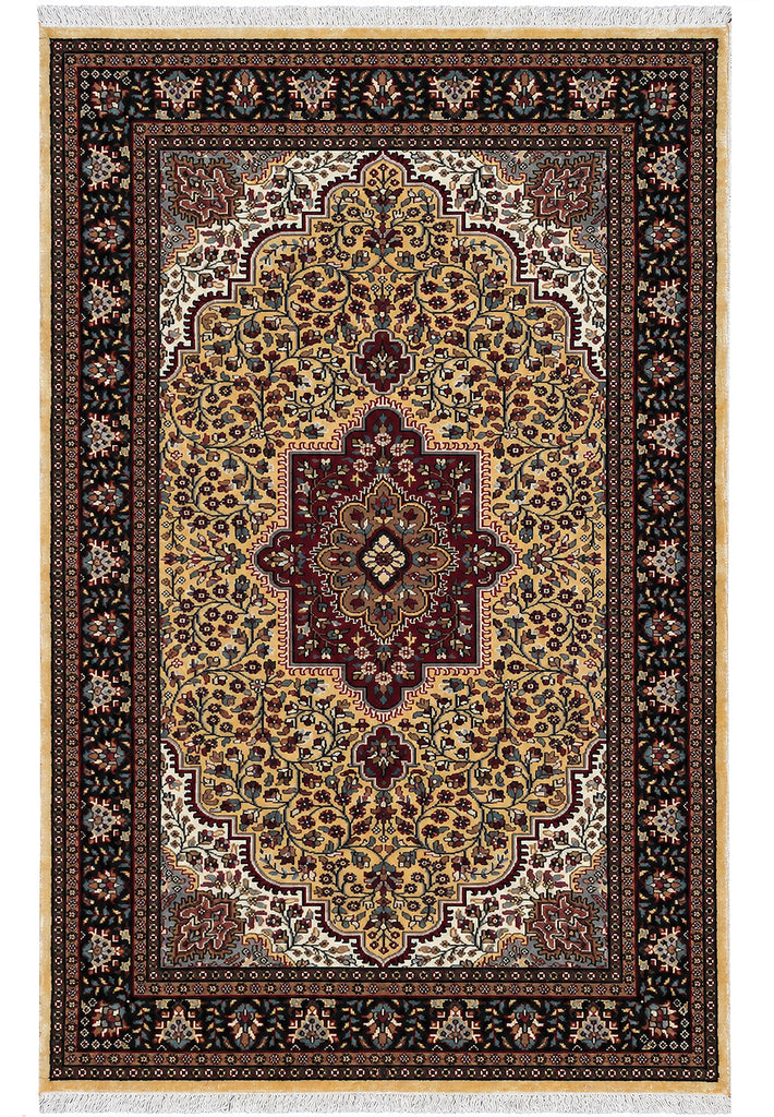 4 x 6 Handmade Kashmir Bamboo Silk Rug #F-3356
