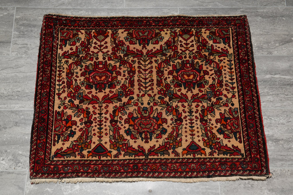 2 x 2.6 Persian Floral Bijar Small Rug  Dense Weave #F-3107