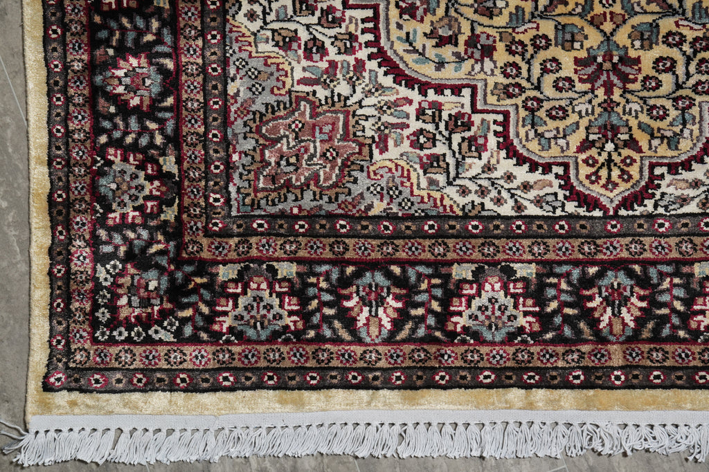 4 x 6 Handmade Kashmir Bamboo Silk Rug #F-3356