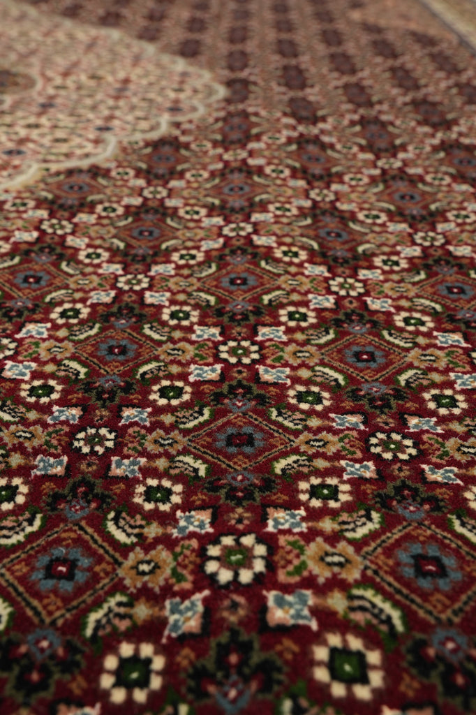 6.6 x 9.10 High Quality Handmade Wool and Silk Tabriz Mahi Herati Rug Ruby Burgundy #PIX-28994