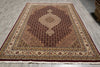 Load image into Gallery viewer, 6.6 x 9.10 High Quality Handmade Wool and Silk Tabriz Mahi Herati Rug Ruby Burgundy #PIX-28994