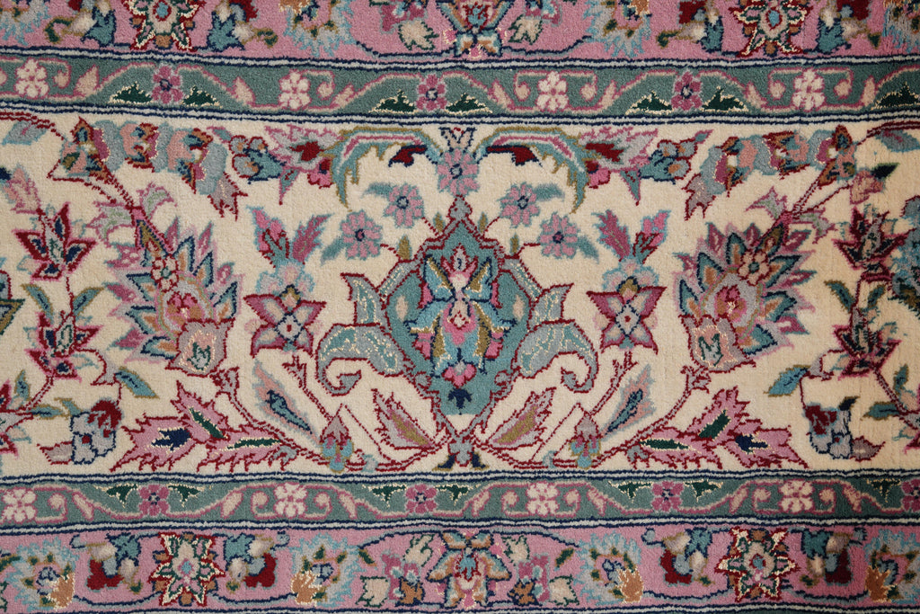 9.4 x 13 Forest Green Fine Weave Handmade Rug Wool and Silk #F-4151