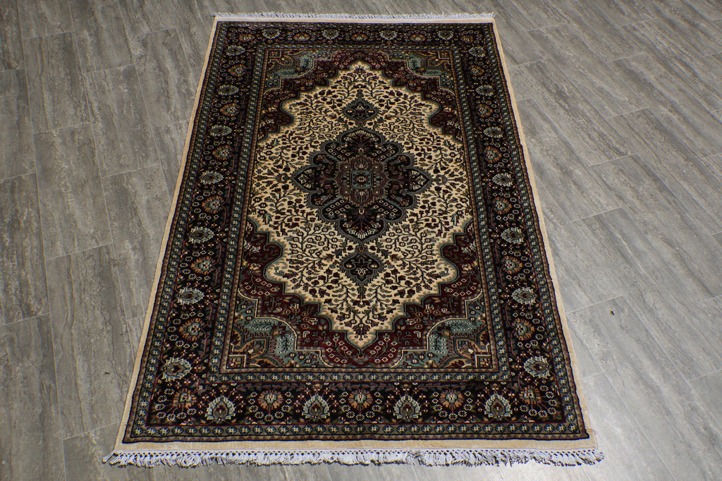 4 x 6 Bamboo Silk Kashmir Handmade Rug #F-3357