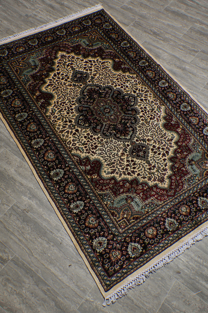 4 x 6 Bamboo Silk Kashmir Handmade Rug #F-3357