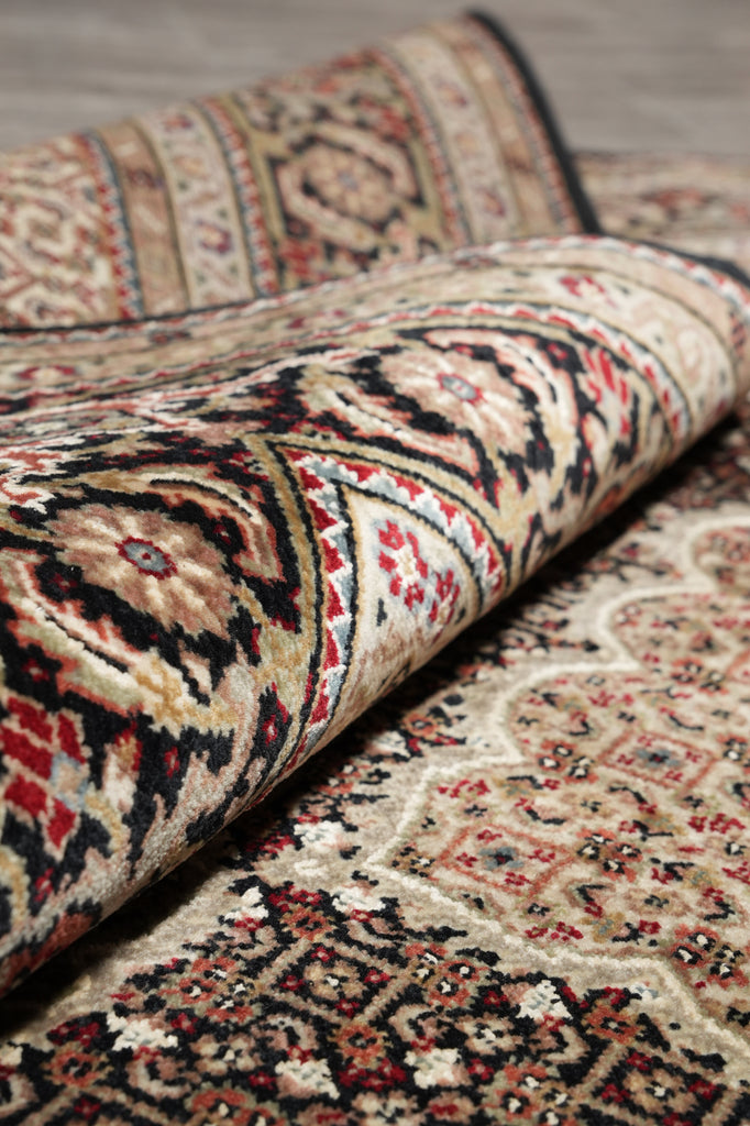 5.5 x 8 Black Tabriz Mahi Wool and Silk Handmade Rug #F-4454