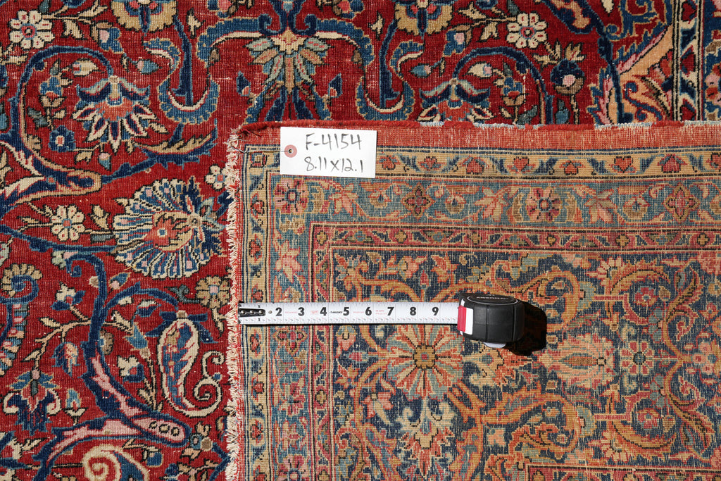 8.11 x 12.1 Antique Persian Kashan Rug 1940's #F-4154