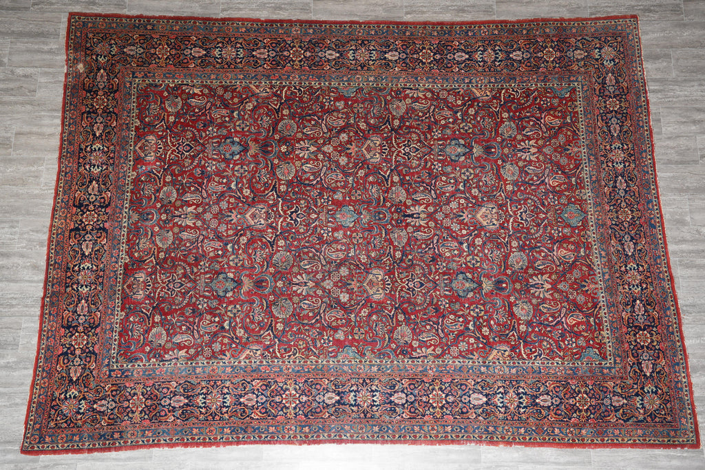 8.11 x 12.1 Antique Persian Kashan Rug 1940's #F-4154