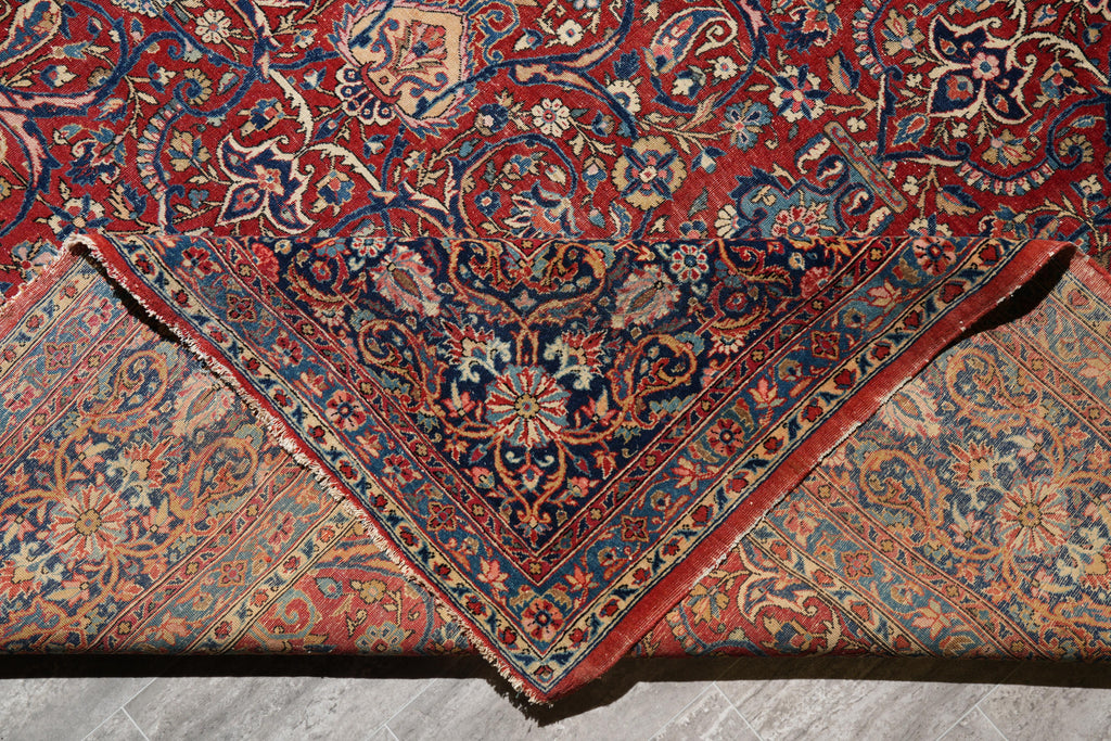 8.11 x 12.1 Antique Persian Kashan Rug 1940's #F-4154