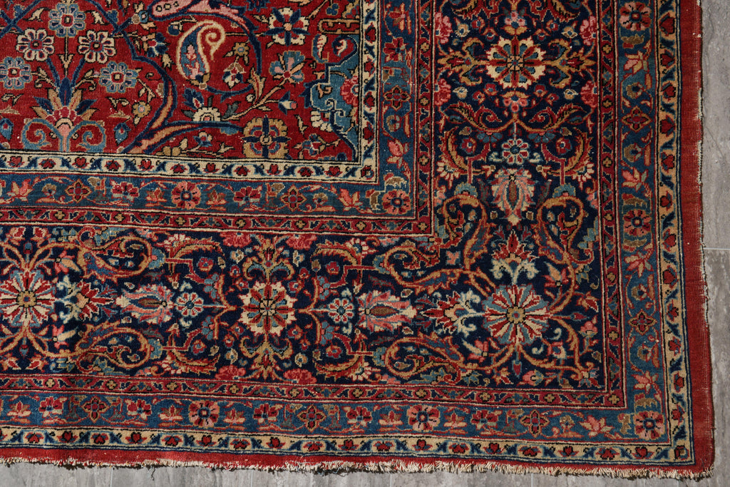 8.11 x 12.1 Antique Persian Kashan Rug 1940's #F-4154