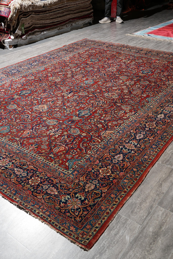 8.11 x 12.1 Antique Persian Kashan Rug 1940's #F-4154