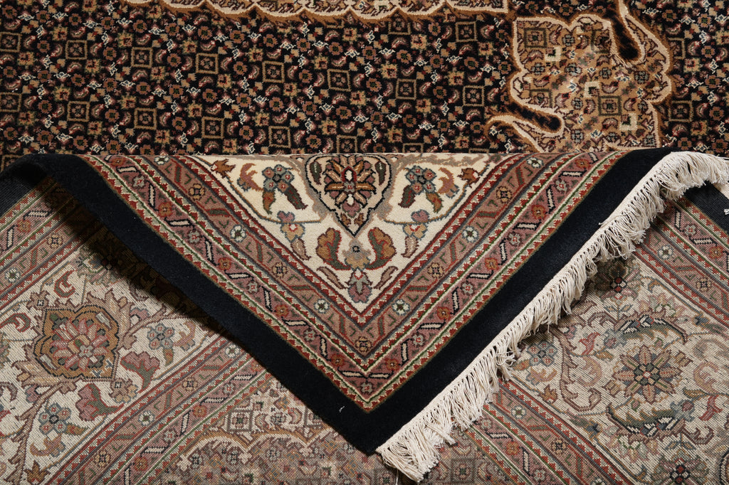 8.2 x 10.3 Black Mahi Tabriz Wool and Silk Handmade Area Rug #F-4455