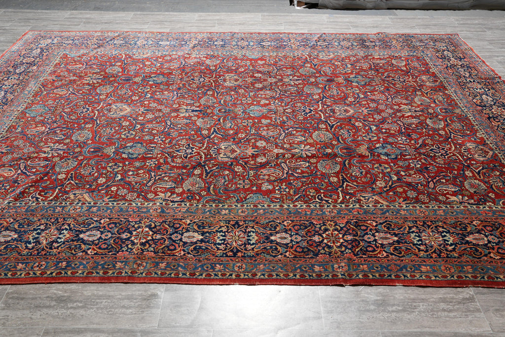 8.11 x 12.1 Antique Persian Kashan Rug 1940's #F-4154